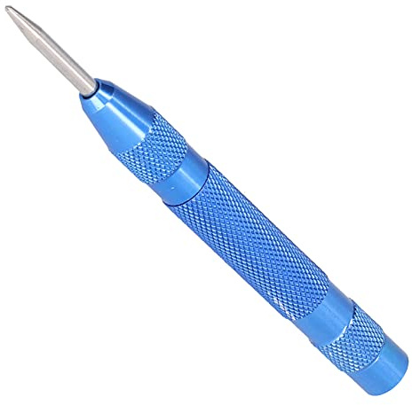 Marhynchus Punzone Centrale Automatico, Utensile in Acciaio Temprato con Punta Rimovibile per Marcatura Precisa, Regolabile e Impugnatura Zigrinata, Lunghezza 130 mm. (BLUE)
