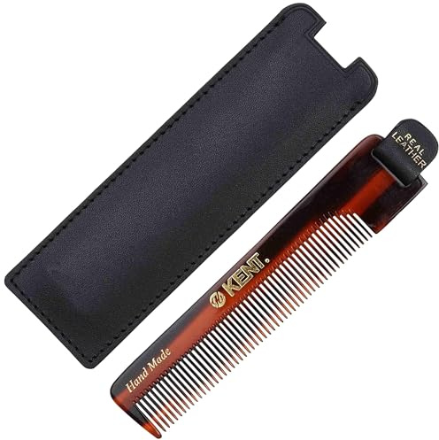 Kent Handmade Fine Toothed Comb with Leather Tab and Case