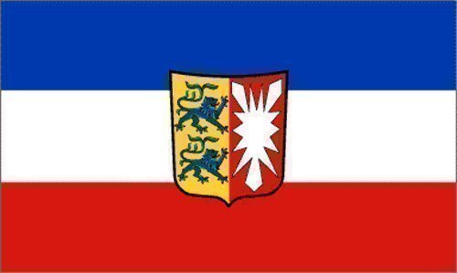 Flagge Schleswig-Holstein mit Wappen, 90x150 cm, 90 g/m², reißfest, wasserfest, hochwertige Qualität, ideal für Außenbereich