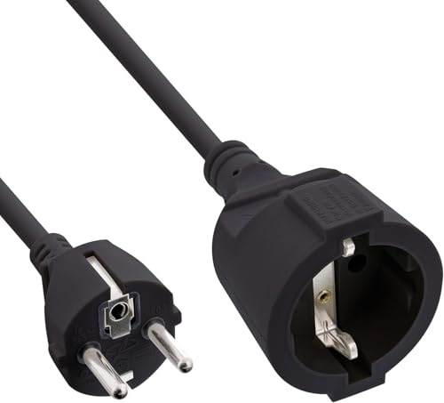InLine 16402 strömförlängare skyddskontakt/uttag, svart, 2 m