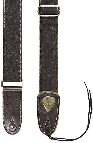 Verstellbarer 1,5 m langer Gitarrengurt aus Leder und Baumwolle für Akustik-, E-Gitarre/Bass schwarz