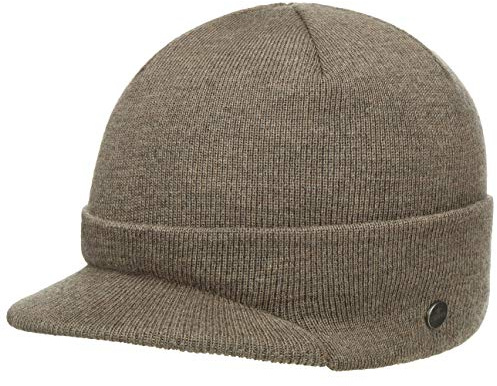 LIERYS Fine Merino Strickcap Damen Herren Wintermütze aus Merinowolle Mütze mit Schirm Herbst Winter