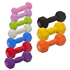 Body-Solid Tools (BSTNDS110) Neoprene Dumbbell for Weight and Aerobic Training, Pilates & Physical Therapy, Hand Weights Set for Women, Free Weights Hex End Dumbbells, 1-10lbs. Pair