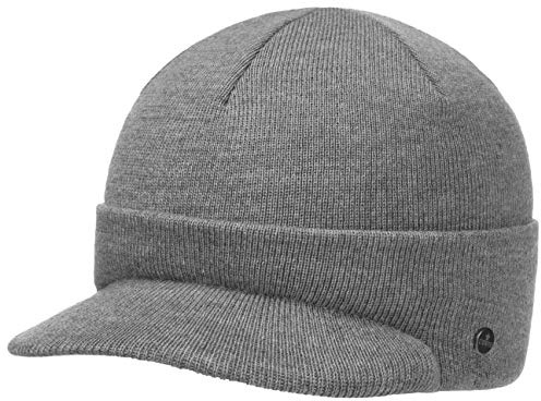 LIERYS Fine Merino Strickcap Damen Herren Wintermütze aus Merinowolle Mütze mit Schirm Herbst Winter