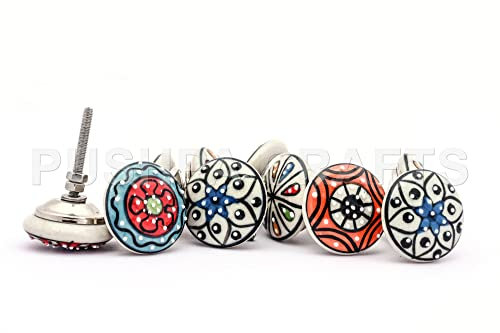 PUSHPACRAFTS Lot de 10 boutons de porte en céramique style vintage Motif floral