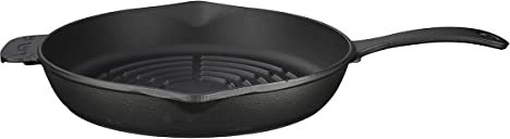 LAVA Bistecchiera rotonda in ghisa con manico in metallo, 28 cm, nero