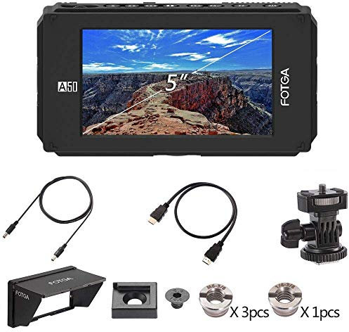 Fotga DP500IIIS A50T 5-Zoll FHD Video Camera Feldmonitor, Berühren Bildschirm Field Monitor,1920x1080,HDMI 4K Input/Output, Dual NP-F Batterieplatte für DSLR Kamera A7 A7S A7R 5D II III IV A9 GH5
