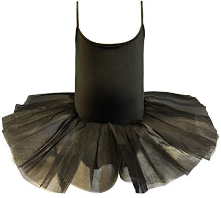Carnavalife Maillot de Ballet Danza Niña Elástica con Falda Tutu de Tirantes Finos (Negro, 1-3 años)