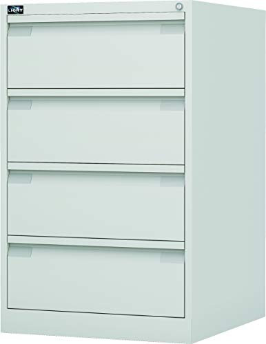 Bisley Eco Karteischrank abschließbar Karteikartenschrank für DIN A5 Karteikarten - 4 Schubladen zweibahnig (Reinweiß, 4 Schübe | 2-bahnig)