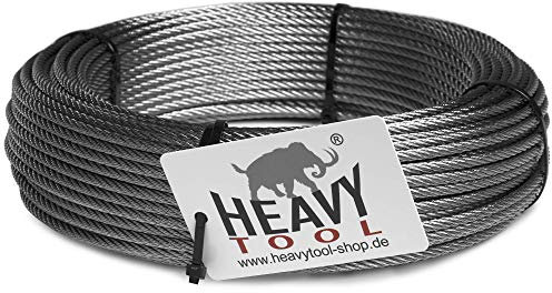 HEAVYTOOL Drahtseil Edelstahl 2mm 7x7 mittelweich (5m als Bund) V4A AISI 316 Bruchlast (BL): 2,440 kN Edelstahlseil Stahlseil Stahldrahtseil Drahtkabel Kabelseil Stahlkabel