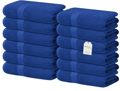 Avalon Towels Luxury Washcloths Value Pack of 12 – Premium Cotton, Soft & Absorbent Wash Cloths for Body and Face, Hotel and Spa Quality Wash Clothes, Quick Dry and Machine Washable (Royal Blue)