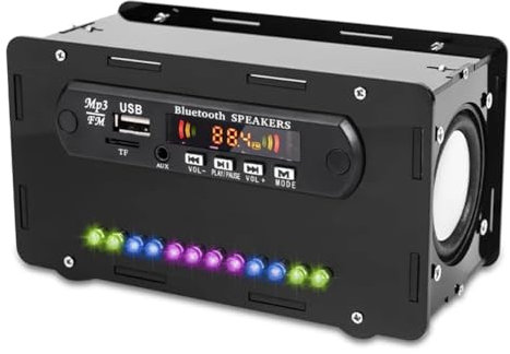 Yuattory DIY-Bluetooth-Lautsprecher-Kit, LED-FM-Radio, USB-Mini-Heim-Sound-VerstäRker mit Digitalanzeige, LöTprojekt (Schwarz), 500433365A1