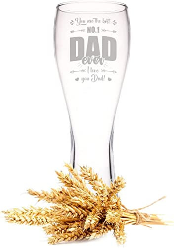 GRAVURZEILE Leonardo - Bicchiere da birra con incisione n. 1 Dad, ideale come regalo per la festa del papà, 0,5 l, bicchiere da birra di frumento come regalo di compleanno per uomini