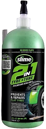 Slime 10194-51 2-in-1-Dichtmittel für Reifen- und Schlauchpannen, Premium, Prävention und Reparatur, geeignet für alle „Off-Highway“-Reifen und -Schläuche, ungiftig, umweltfreundlich 910ml (32oz)
