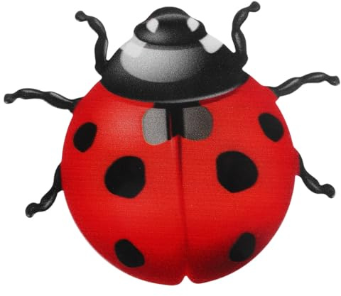 HOMSFOU Iron Art Ladybug Wall Hanging Metal Beetle Garden Wall Decoration for Indoor Outdoor Use Hand Painted Realistic Decor Ornament