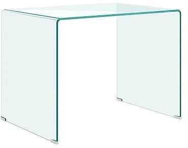 Decor Space Scrittoio da ufficio, fisso, in vetro trasparente, per arredamento interni (100 x 60 cm)