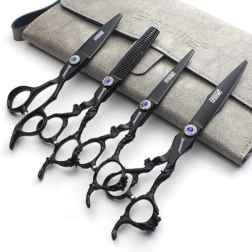 Profi Friseur Schere Barber Scheren Haar Schneiden 6/7 Zoll Hohe Qualität Effilierschere & Schneide Set ((7+6)-Zoll 4-teiliges Set)