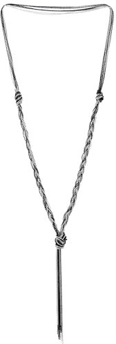 COOLSTEELANDBEYOND Y-Form Y-Kette Silber Schwarz Lariat Halskette Kugelkette Quaste Multi-Strang Lange Kette, 80CM(31.5) Legierung, Unisex, Erwachsene, Damen, Schmuck