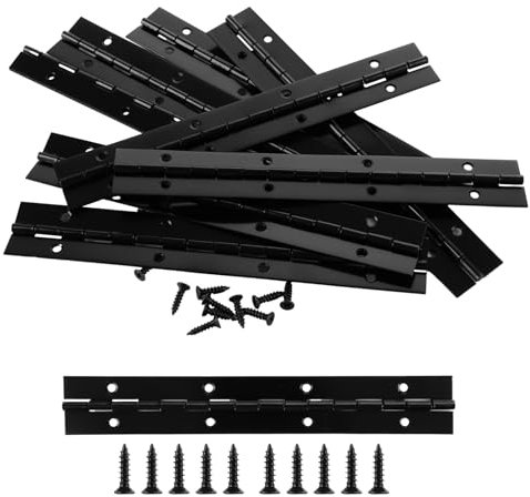 16 bisagras de piano de 8 pulgadas resistentes, bisagras continuas plegables de 0.04 pulgadas de grosor, bisagras de piano de metal negro para armarios, puertas, ventanas (7.87 pulgadas de largo x 1.2