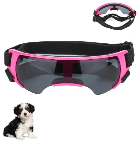 Sommer Schneebrille, Sonnenbrille für Kleine Hunde, Augenschutz Brille Windschutzbrille,UV-Schutz Hunde Sonnenbrillen,Beschlagfrei,für Motorrad Hundefahrradkorb Cabrio (Rosa)