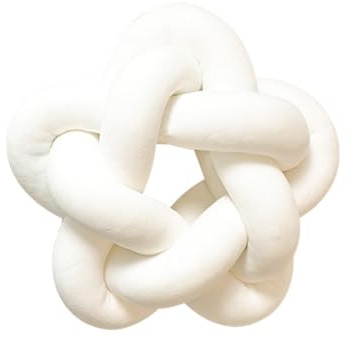 Viusneun Knotenkissen, Sternen Knot Kopfkissen Geknotetes Dekorativ Kissen Skandinavisch Zierkissen Knoten Kissen für Sofa Schlafzimmer Babyzimmer (Weiß,32 × 32 cm)