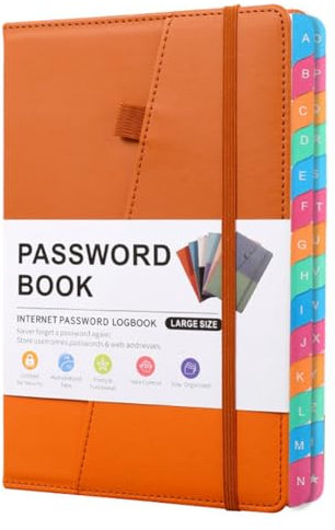Kquepo Passwortbuch mit Bunten Alphabetischen Tabs und Lesezeichen, Für Senioren 8,4 X 5,9, Internetadresse A