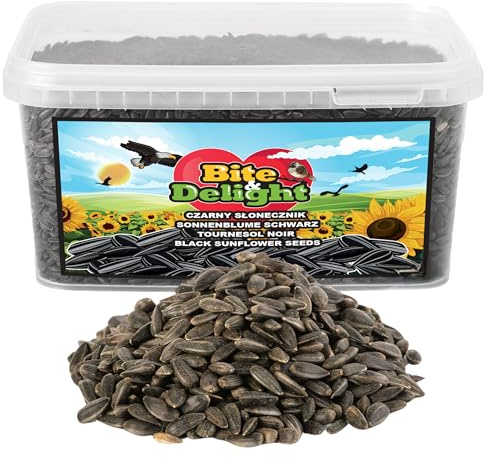 Semi di girasole Bite & Delight per uccelli selvatici - cibo per piccoli uccelli - mangime naturale ricco di energia - perfetto per inverno, estate e tutto l’anno - 5000ml - 2,2kg