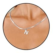 14K Vergoldet Kette Damen mit Buchstaben Geschenke für Frauen Mädchen | Halskette mit Buchstaben A-Z Necklace Women Anhänger Buchstaben Kette Silberkette Goldkette