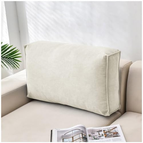 ZTGL Luxus Chenille-Sofa-Rückenkissen, Rechteckiges Überwurfkissen, Bett-Lesekissen, große Nachttisch-Rückenlehne, Lendenwirbelstützkissen, Weich und Bequem,Beige,60x12x45cm