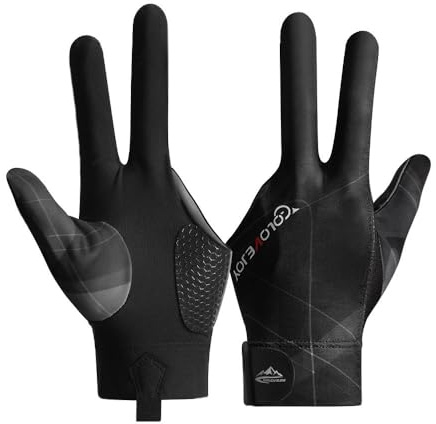 Wnddle Guanti da biliardo sinistro, guanti da biliardo per tiro, Guanti da biliardo con 3 dita, Comodo guanto sinistro da allenamento in piscina antiscivolo, Guanti da dito da biliardo (Nero)