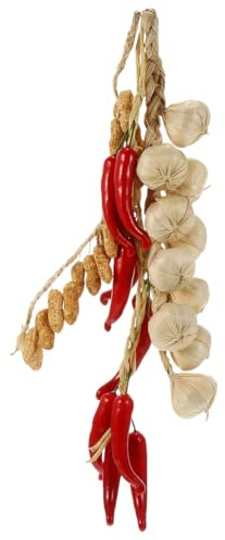 Alipis Gefälschte Knoblauch Chili Erdnuss Hängende Simulationsgemüseanhänger 3 Stück Lebensechte Gemüsedekoration Für Küche Garten Und Wohnaccessoires