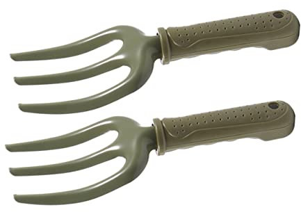 YARNOW 2pezzi Attrezzi da Giardinaggio Forca da Diserbo Tre Denti Ergonomica e Durevole per e Orti Realizzata e PE Comfort Antiscivolo