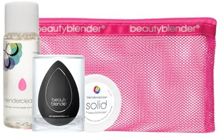 Beautyblender Clean It Easy Set – Makeup Sponge Cleaning Kit with Liquid & Solid Blendercleanser, Pro Blender & Travel Mesh Bag – For Sponges & Brushes