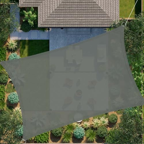 SRHIMEOS Vela Ombreggiante Quadrata Impermeabile 5x5m, Tende a Vela Parasole in HDPE Resistente Ai Raggi UV, Telo Ombreggiante per Giardino, Terrazza, Prato, Patio, Esterno, Campeggio