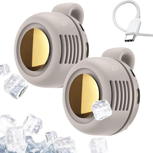Mini Ventilator, 2025 Neu Tragbarer Clip Ventilator Klein, USB Wiederaufladbarer Ventilator Leise ohne Rotorblätter, Taschenventilator zum Taille Hals, Ideal für Outdoor, Reisen, Büro (Weiß-2PCS)