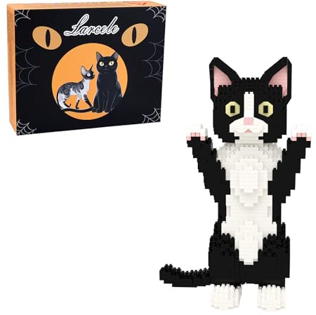 Larcele Micro Building Blocks Set, DIY Mini Building Toy Bricks for Age Over 12 Years, 1227 Pieces KLJM-05 (Devon Rex Cat)
