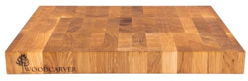 Woodcarver Endgrain Schneidebrett Eiche 40x30x4 cm – Massives Küchenbrett aus Holz – Messerfreundlich & Selbstheilend – Handgefertigt & Geölt – Vielseitig & Langlebig