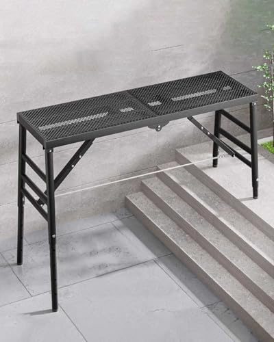 Generico Scala per ponteggi Regolabile - Piattaforma di Lavoro Pieghevole da 4/5/6 Piedi per Scale e lavori edili, Sgabello Multiuso per ponteggi su Terreni Irregolari (180x40 cm)