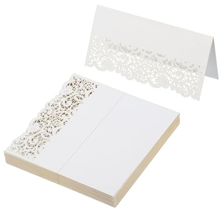 PATIKIL 50 Piezas Tarjetas De Lugar Para Bodas Cortadas Con laser Blanco