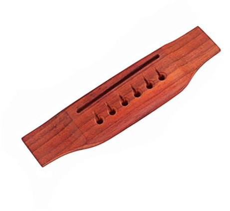 Acoustic Guitar Bridge Replacement Part 6 String Redwood Gq297 | Red Finish, Vintage Look, DIY Mounting for Folk Instruments, Sturdy Build with Quick Installation