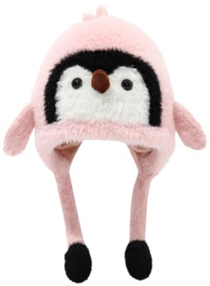 Rayson Bonnet Hiver Enfant avec Oreilles Chapeau Chaud d'animal de Dessin Animé Chapeau de Pingouin pour Filles Garçons Tout-Petits 1 à 6 Ans Rose