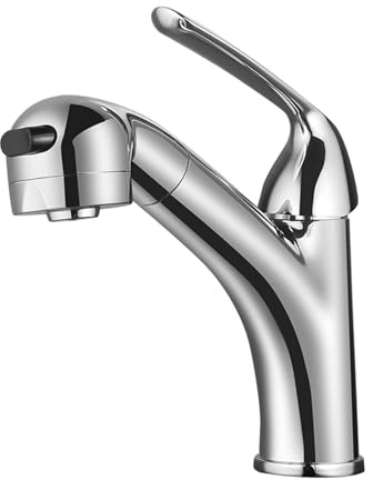 SXWYLZ Miscelatore Lavabo con Doccetta Estraibile Cromato, Rubinetti Bagno a 2 Modalità, Maniglia Singola, Rubinetto Miscelatore Acqua Calda e Fredda, Lega di Zinco