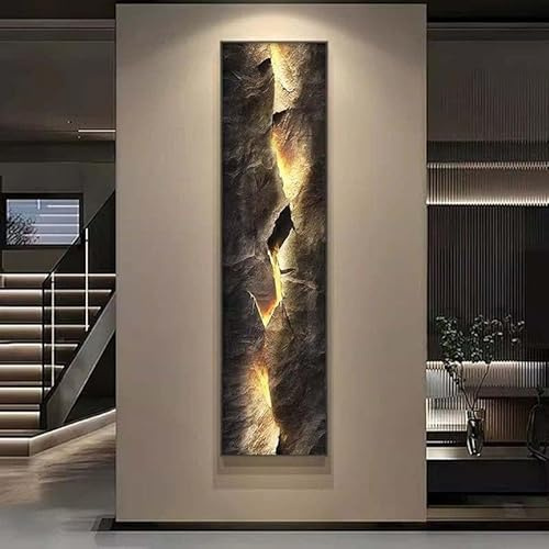 Wandkunst, 3D-Hintergrundbeleuchtung, abstrakte rissige Steinplatte, beleuchtete Wanddekoration für Wohnzimmer, Schlafzimmer und Flur