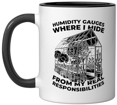 Temperature - Horticulture Cultivation Greenhouse Manager Ceramic Mug, Black/White