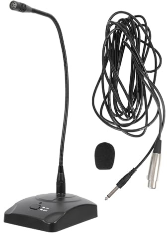 YOSADIER Microfono Asta Flessibile e Filo da Tavolo per Conferenze, Microfono Condensatore Alta Sensibilità Base Antiscivolo e Cavo da 5 Metri, per Comunicazioni Ip