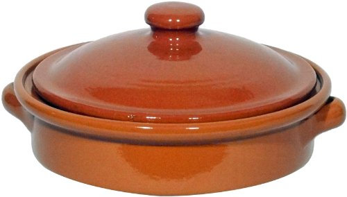 Amazing Cookware SB122 Natural Terracotta 20cm Round Dish with Lid, Brown