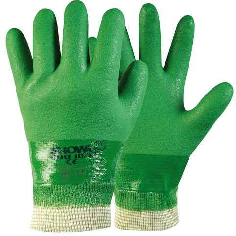 Showa 600 - Guantes de policloruro de vinilo, color verde, muñecas tejidas, 8/M