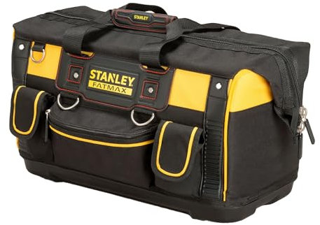 Stanley FatMax Werkzeugtasche/Transporttasche (50x30x29cm, schlagfester Boden, Aufbewahrungstaschen im Inneren, große Öffnung für leichten Zugang, aus robustem Material) FMST1-71180