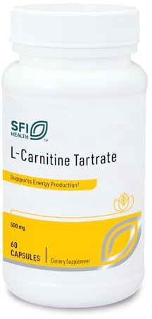 Klaire Labs SFI Health L-Carnitine Tartrate - 500 mg Amino Acid, Stabilized L-Carnitine - No Synthetic D-Carnitine (60 Capsules)