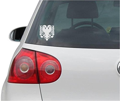 INDIGOS UG Auto Aufkleber Albania Albanian Auto Laptop Silber - 88mmx63mm - Autoaufkleber - Tuning - Sticker - Heckscheibe - Fahrrad - Motorrad - UV beständig